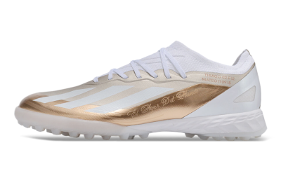 Men's Adidas X Crazyfast.1 TF Artificial Turf Low-Tops Football Shoes - Gold/White