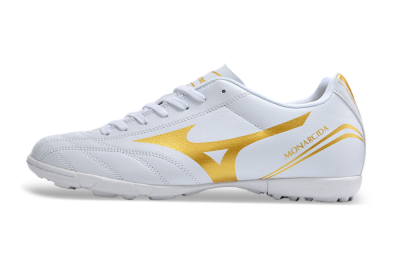 Men's Mizuno Monarcida Neo Ckassic TF Artificial Turf Low-Tops Football Shoes - White/Gold