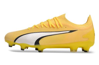 Men's Puma Ultra Ultimate FG Firm Ground Low-Tops Football Boots - Yellow/White/Black