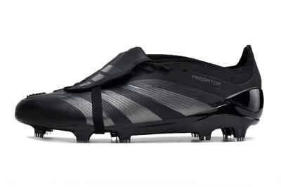 Men's Adidas Predator Elite Foldover Tongue FG Firm Ground Low-Tops Football Boots - Black/Silver/Blue