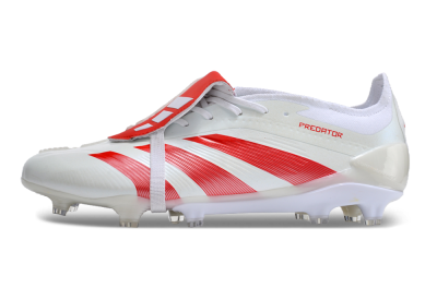 Men's Adidas Predator Elite Foldover Tongue FG Firm Ground Low-Tops Football Boots - Beige/Red/White