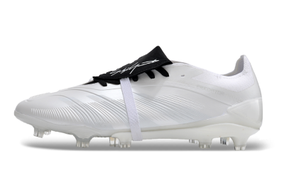 Men's Adidas Predator Elite Foldover Tongue FG Firm Ground Low-Tops Football Boots - White/Black