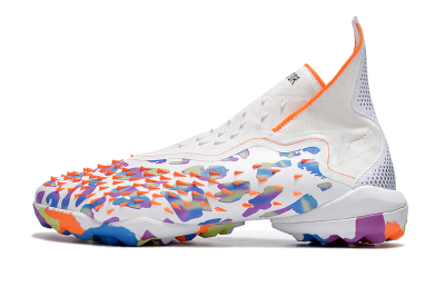 Unisex Adidas Predator Freak+ TF Artificial Turf High-Tops Football Shoes - White/Orange/Blue/Purple