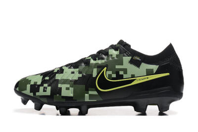 Men's Nike Tiempo Legend 10 Elite FG Firm Ground Low-Tops Football Boots - Black/Camo/Yellow