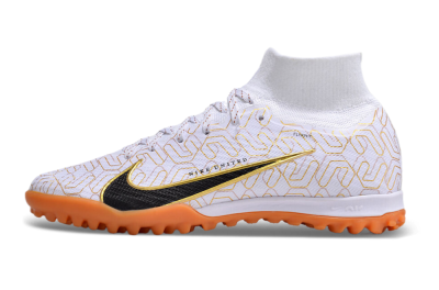 Unisex Nike Air Zoom Mercurial Superfly 9 Elite TF Artificial Turf High-Tops Football Shoes - White/Black/Gold