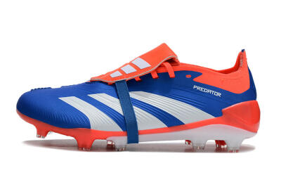 Unisex Adidas Predator Elite Foldover Tongue FG Firm Ground Low-Tops Football Boots - Blue/White/Red