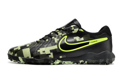 Men's Nike Tiempo Legend 10 TF Artificial Turf Low-Tops Football Shoes - Black/Yellow/Camo