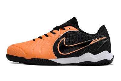 Men's Nike Tiempo Legend 10 Elite IC Indoor & Futsal Low-Tops Football Shoes - Orange/Black/White