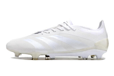 Men's Adidas Predator Elite FG Firm Ground Low-Tops Football Boots - White/Silver
