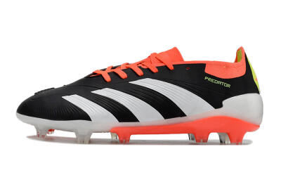 Men's Adidas Predator Elite FG Firm Ground Low-Tops Football Boots - Black/White/Pink