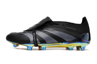 Men's Adidas Predator Elite Foldover Tongue FG Firm Ground Low-Tops Football Boots - Black/Silver/Gold