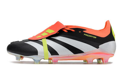 Men's Adidas Predator Elite Foldover Tongue FG Firm Ground Low-Tops Football Boots - Black/White/Orange