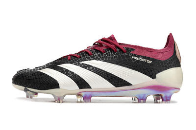 Men's Adidas Predator Elite FG Firm Ground Low-Tops Football Boots - Black/White/Purple