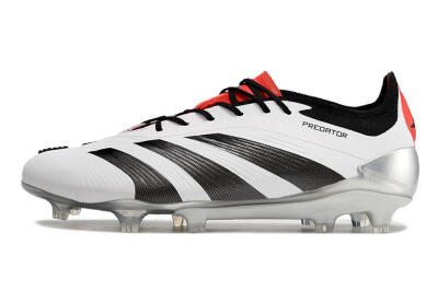 Men's Adidas Predator Elite FG Firm Ground Low-Tops Football Boots - White/Black/Red