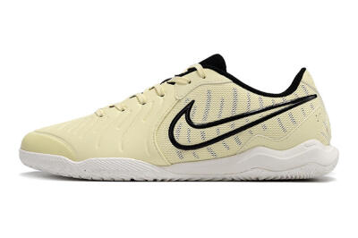 Men's Nike Tiempo Legend 10 Academy IC Indoor & Futsal Low-Tops Football Shoes - Beige/Black/White