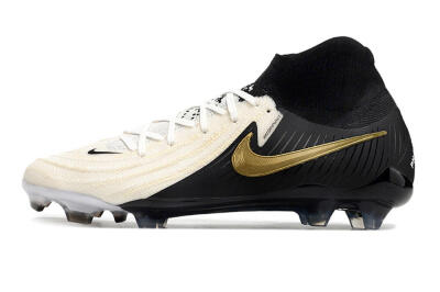 Men's Nike Phantom Luna Elite NU FG Firm Ground High-Tops Football Boots - White/Black/Gold