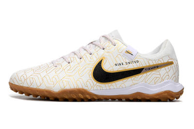 Men's Nike Tiempo Legend 10 Academy TF Artificial Turf Low-Tops Football Shoes - White/Black/Gold