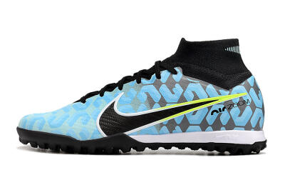 Unisex Nike Air Zoom Mercurial Superfly 9 Elite TF Artificial Turf High-Tops Football Shoes - Blue/White/Black