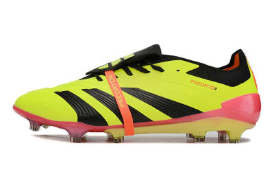 Men's Adidas Predator Elite Foldover Tongue FG Firm Ground Low-Tops Football Boots - Yellow/Black/Pink
