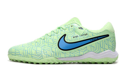 Men's Nike Tiempo Legend 10 Pro TF Artificial Turf Low-Tops Football Shoes - Green/Blue/White