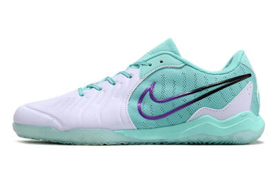 Men's Nike Tiempo Legend 10 Pro IC Indoor & Futsal Low-Tops Football Shoes - White/Blue/Purple