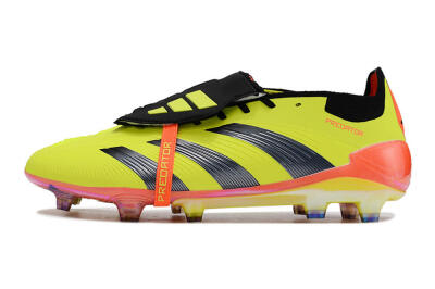 Unisex Adidas Predator Elite Foldover Tongue FG Firm Ground Low-Tops Football Boots - Yellow/Black/Red