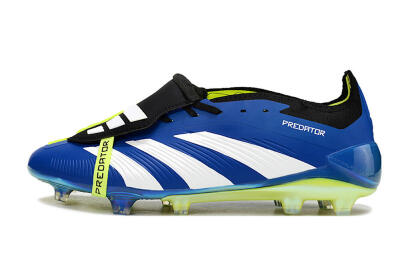 Unisex Adidas Predator Elite Foldover Tongue FG Firm Ground Low-Tops Football Boots - Blue/White/Black