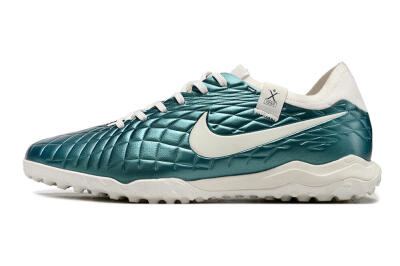 Men's Nike Tiempo Legend 10 Pro TF Artificial Turf Low-Tops Football Shoes - Jade/White