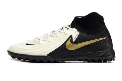 Men's Nike Phantom Luna Elite NU TF Artificial Turf High-Tops Football Shoes - White/Black/Gold