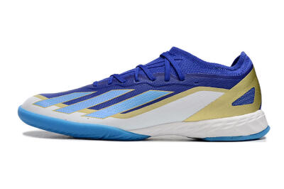 Men's Adidas X Crazyfast.1 Messi IC Indoor & Futsal Low-Tops Football Shoes - Blue/Jade/Gold/White