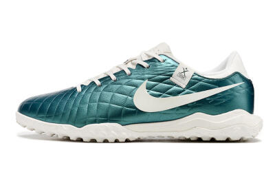 Men's Nike Tiempo Legend 10 Elite TF Artificial Turf Low-Tops Football Shoes - Jade/White