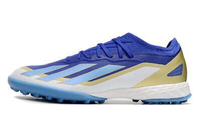 Men's Adidas X 23 Crazyfast.1 TF Artificial Turf Low-Tops Football Shoes - Blue/Gold/White