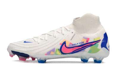 Unisex Nike Phantom Luna Elite FG Firm Ground High-Tops Football Boots - White/Rainbow