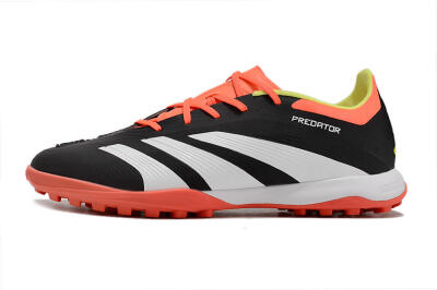 Men's Adidas Predator 24 Elite TF Artificial Turf Low-Tops Football Shoes - Black/White/Orange