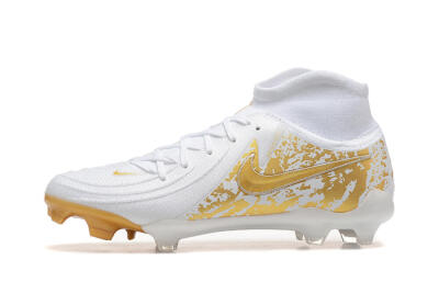 Men's Nike Phantom Luna Elite NU FG Firm Ground High-Tops Football Boots - White/Gold