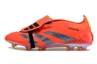 Unisex Adidas Predator Elite Foldover Tongue FG Firm Ground Low-Tops Football Boots - Red/Black/Yellow