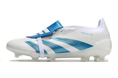 Men's Adidas Predator Elite Foldover Tongue FG Firm Ground Low-Tops Football Boots - White/Blue