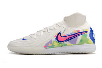 Men's Nike Phantom Luna Elite NU IC Indoor & Futsal High-Tops Football Shoes - White/Blue/Pink/Yellow