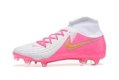 Men's Nike Phantom Luna Elite NU FG Firm Ground High-Tops Football Boots - White/Pink/Gold