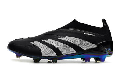 Unisex Adidas Predator Accuracy+ Laceless FG Firm Ground Low-Tops Football Boots - Black/Silver