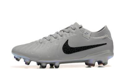 Men's Nike Tiempo Legend 10 Elite FG Firm Ground Low-Tops Football Boots - Grey/Black/Silver