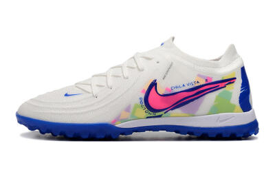 Men's Nike Phantom Luna Elite TF Artificial Turf Low-Tops Football Shoes - White/Blue/Pink/Yellow