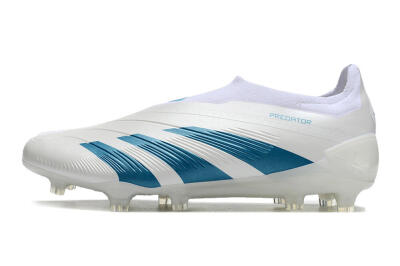 Men's Adidas Predator Accuracy+ Laceless FG Firm Ground Low-Tops Football Boots - White/Blue