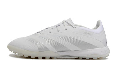Men's Adidas Predator 24 Elite TF Artificial Turf Low-Tops Football Shoes - White/Silver/Beige