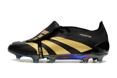Men's Adidas Predator Elite Foldover Tongue FG Firm Ground Low-Tops Football Boots - Black/Gold