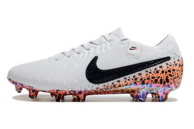 Men's Nike Tiempo Legend 10 Elite FG Firm Ground Low-Tops Football Boots - White/Black/Leopard/Gold