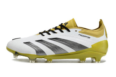 Men's Adidas Predator Accuracy FG Firm Ground Low-Tops Football Boots - White/Black/Yellow