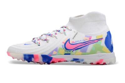 Men's Nike Phantom Luna 2 Elite TF Artificial Turf High-Tops Football Shoes - White/Pink/Blue