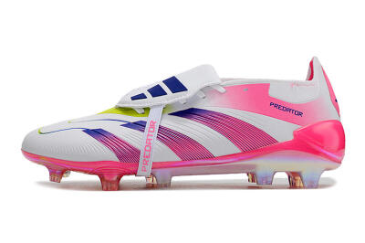 Men's Adidas Predator Accuracy+ Laceless FG Firm Ground Low-Tops Football Boots - White/Pink/Purple