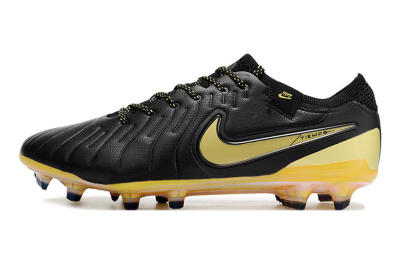Men's Nike Tiempo Legend 10 Elite FG Firm Ground Low-Tops Football Boots - Black/Gold